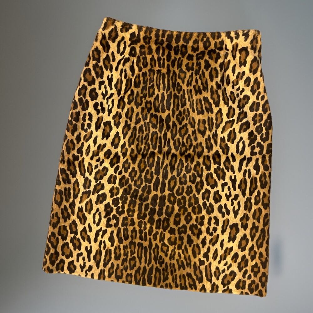 VTG Y2K Leopard Skirt Faux Fur Fully Lined Mob Wife Grunge Rock WAREHOUSE 90s 8